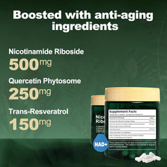 Liposomal NAD+ Supplement, Nicotinamide Riboside with Resveratrol 900mg  90 Capsules