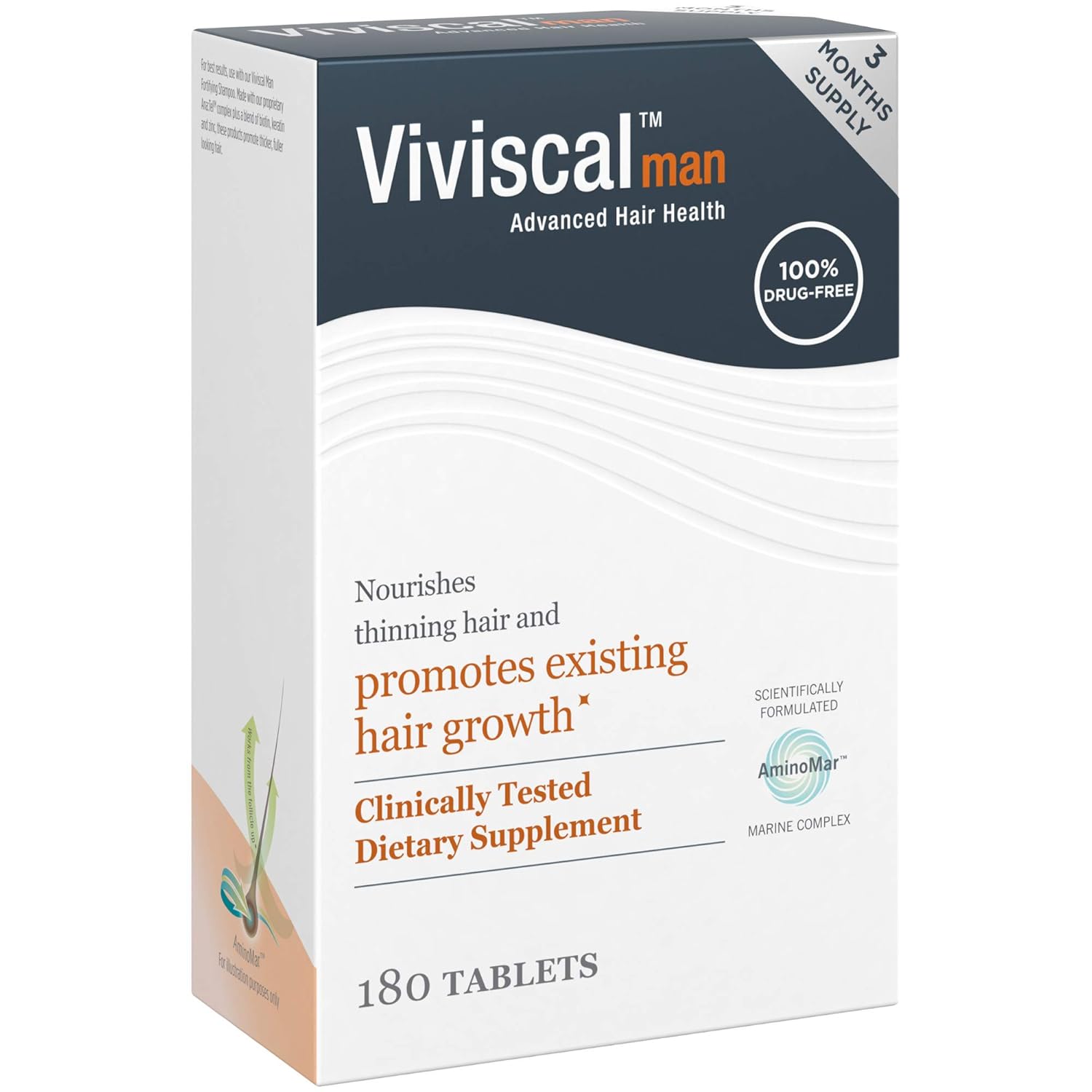 Viviscal Men's Hair Growth Supplements for Thicker Fuller Hair, 3 Month Supply