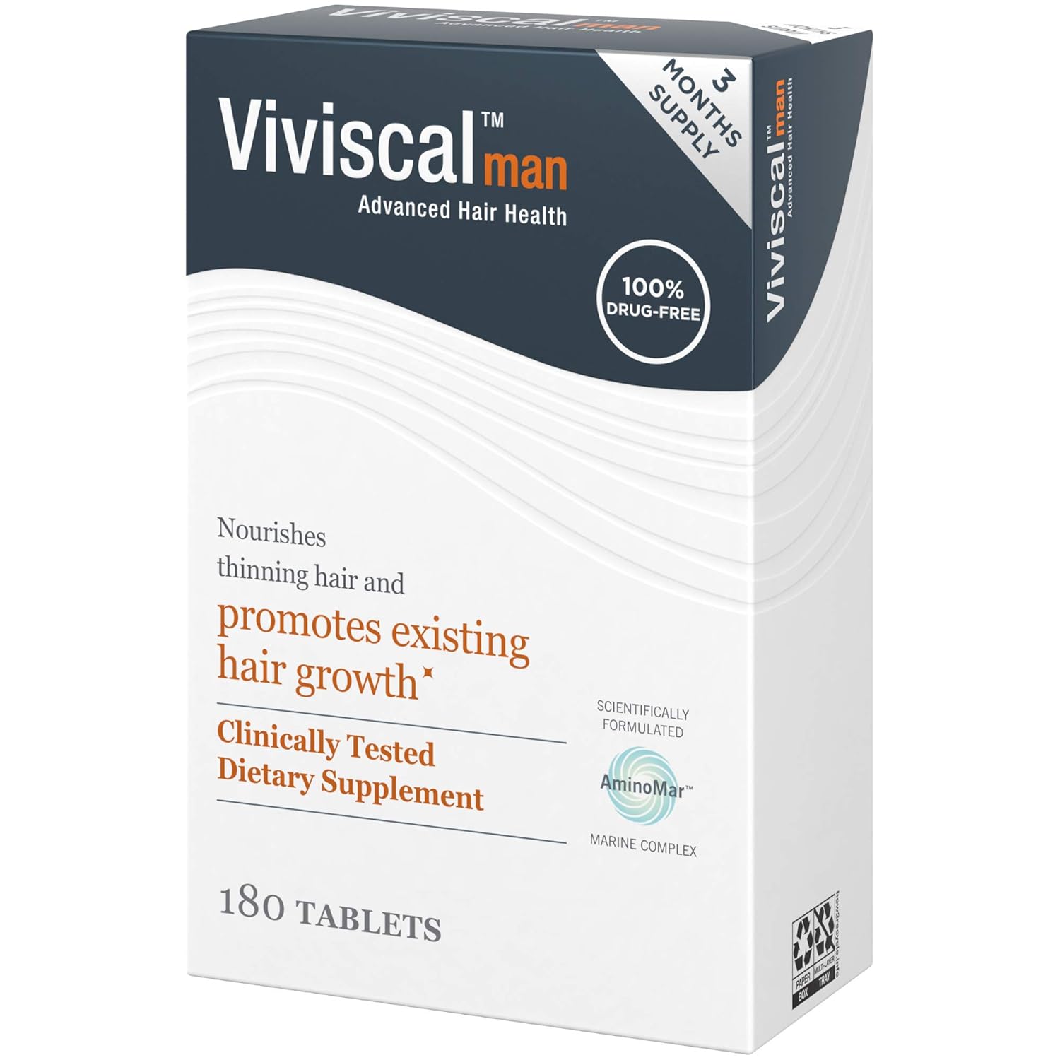 Viviscal Men's Hair Growth Supplements for Thicker Fuller Hair, 3 Month Supply