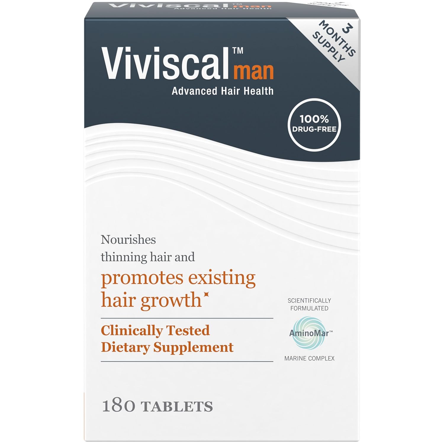 Viviscal Men's Hair Growth Supplements for Thicker Fuller Hair, 3 Month Supply