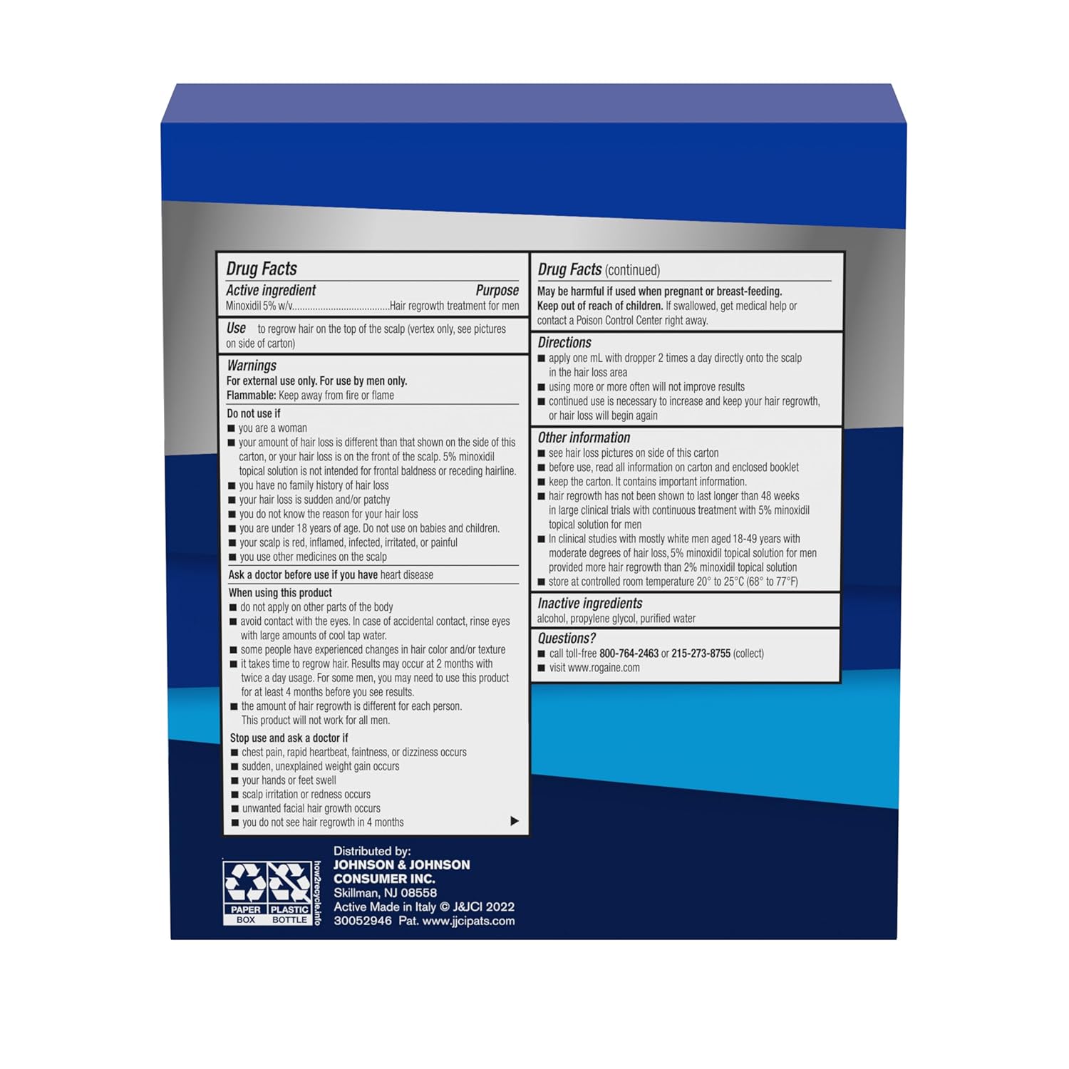 Men’s Rogaine Extra Strength 5% Minoxidil Topical Solution for Hair Loss, 3 Month Supply